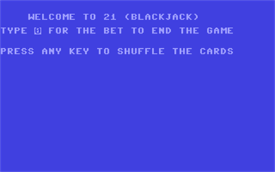 21: Blackjack - Screenshot - Game Title Image