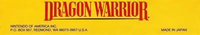 Dragon Warrior - Box - Spine Image