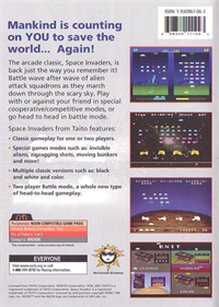 Space Invaders XL - Box - Back Image