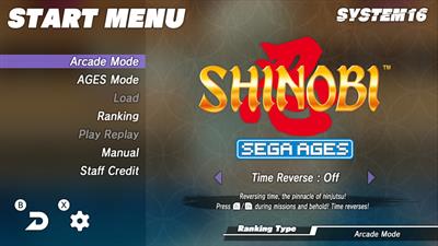 SEGA AGES Shinobi - Screenshot - Game Select Image