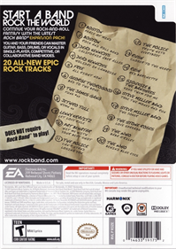 Rock Band: Track Pack: Classic Rock - Box - Back Image