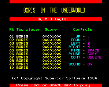 Boris in the Underworld - Screenshot - High Scores Image