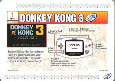 E-Reader Donkey Kong 3 - Cart - Back Image