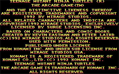 Teenage Mutant Ninja Turtles: The Arcade Game - Screenshot - Game Title Image