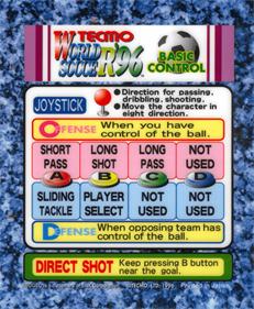 Tecmo World Soccer '96 - Arcade - Controls Information Image