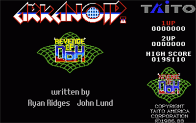 Arkanoid II: Revenge of Doh - Screenshot - Game Title Image