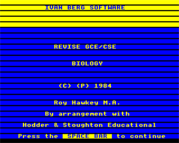 Revise GCE/CSE... Biology - Screenshot - Game Title Image