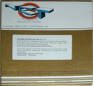 Alien Attack (NET Software) - Box - Back Image