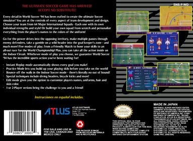 World Soccer 94: Road to Glory - Box - Back Image