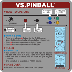 Vs. Pinball - Arcade - Controls Information Image