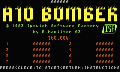 A10 Bomber - Screenshot - Game Title Image