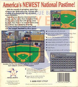 Pro League Baseball (1994) - Box - Back Image