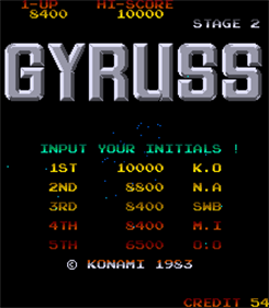 Gyruss - Screenshot - High Scores Image
