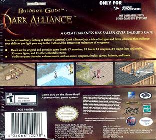 Baldur's Gate: Dark Alliance - Box - Back Image