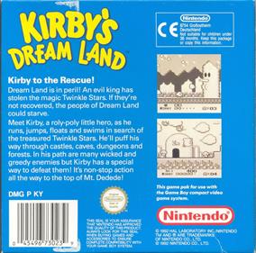 Kirby's Dream Land - Box - Back Image