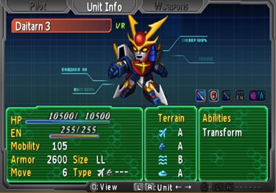 Super Robot Taisen A Portable - Screenshot - Gameplay Image