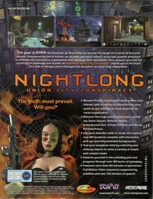 Nightlong: Union City Conspiracy - Box - Back Image