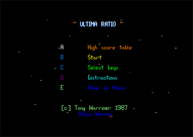 Ultima Ratio  - Screenshot - Game Select Image
