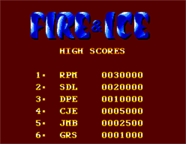 Fire & Ice - Screenshot - High Scores Image