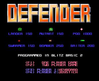 Defender (Mark Sibly) - Screenshot - Game Title Image