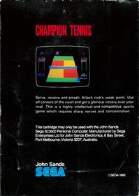 Champion Tennis - Box - Back Image