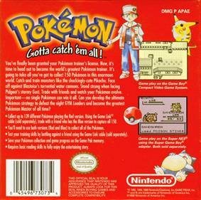 Pokémon Red Version - Box - Back Image