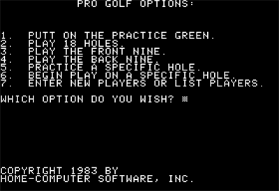 Pro Golf - Screenshot - Game Select Image