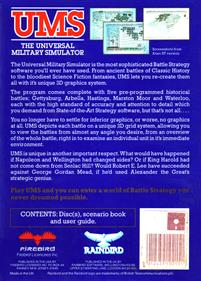 UMS: The Universal Military Simulator - Box - Back Image
