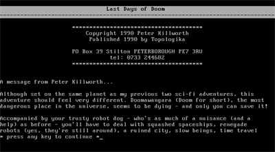 Last Days of Doom - Screenshot - Game Title Image