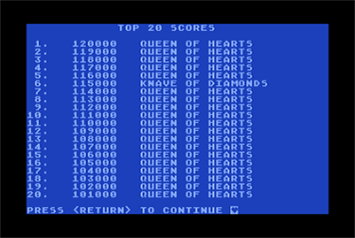 Queen of Hearts - Screenshot - High Scores Image