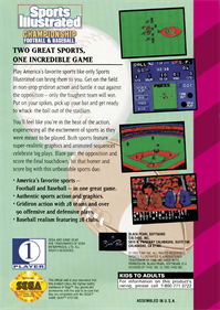 Sports Illustrated: Championship Football & Baseball - Box - Back Image