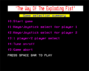 The Way of the Exploding Fist - Screenshot - Game Select Image
