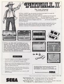 Pitfall II: The Lost Caverns - Advertisement Flyer - Back Image