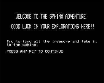 Sphinx Adventure - Screenshot - Game Select Image