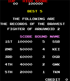 Arkanoid: Revenge of DOH - Screenshot - High Scores Image