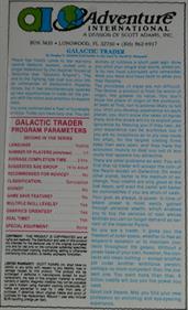 Galactic Trader - Box - Back Image