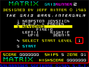 Matrix: Gridrunner 2 - Screenshot - Game Select Image