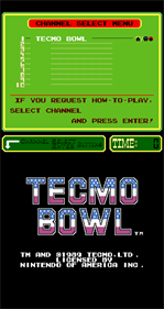 Tecmo Bowl (PlayChoice-10) - Screenshot - Game Title Image