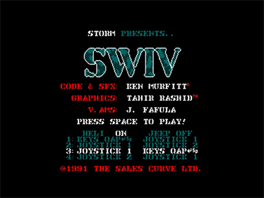 SWIV - Screenshot - Game Select Image