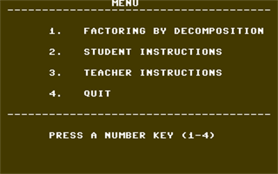 Factoring by Decomposition - Screenshot - Game Select Image