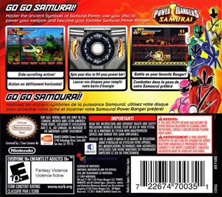 Power Rangers Samurai - Box - Back Image