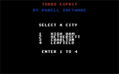 Turbo Esprit - Screenshot - Game Select Image