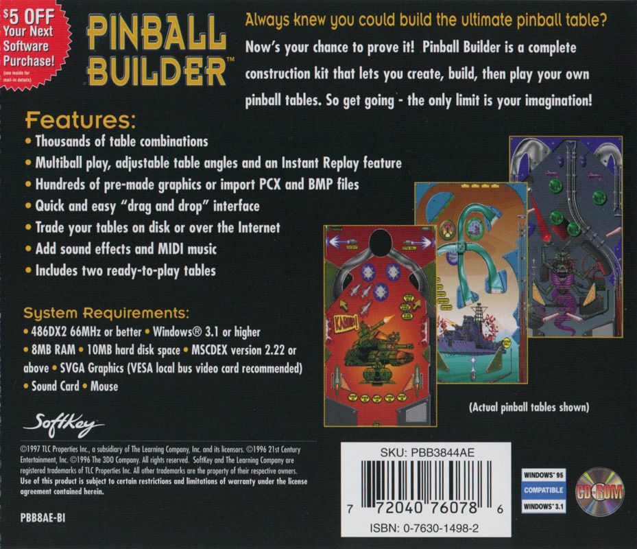 Pinball Builder (PC, 1996) for sale online