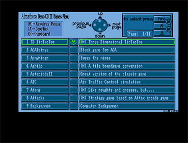 Demo II: Amiga Public Domain Collection - Screenshot - Game Select Image