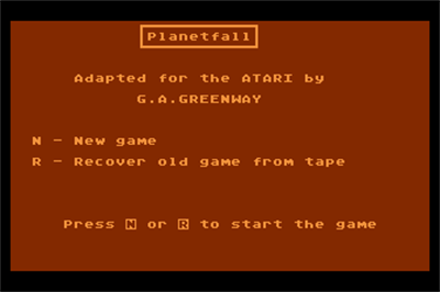 Planetfall (ASP Software) - Screenshot - Game Title Image