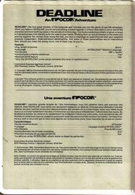 Deadline (Commodore/Infocom) - Box - Back Image