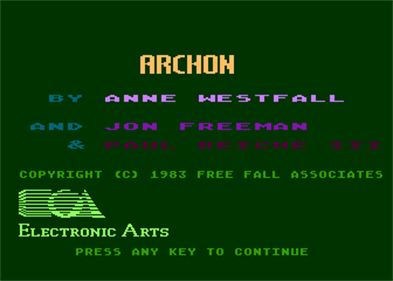 Archon: The Light and the Dark - Screenshot - Game Title