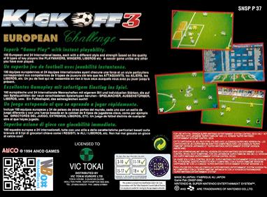 Kick Off 3: European Challenge - Box - Back Image