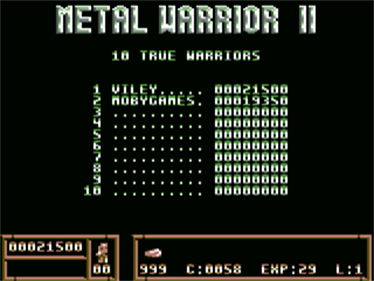 Metal Warrior II - Screenshot - High Scores Image