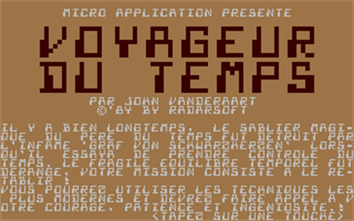 Time Traveller (RadarSoft) - Screenshot - Game Title Image